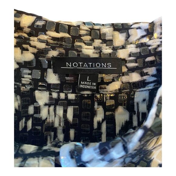 Notations Black & White Collared Scaled Button Up Long Sleeve Jacket size Large - Picture 4 of 9